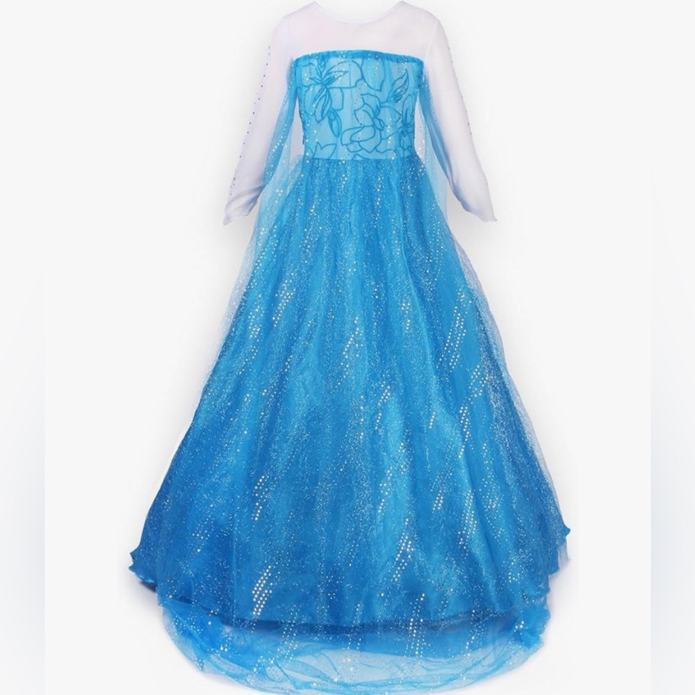 Size 7/8 Elsa Halloween dress with detachable cape and gloves. - Picture 8 of 8